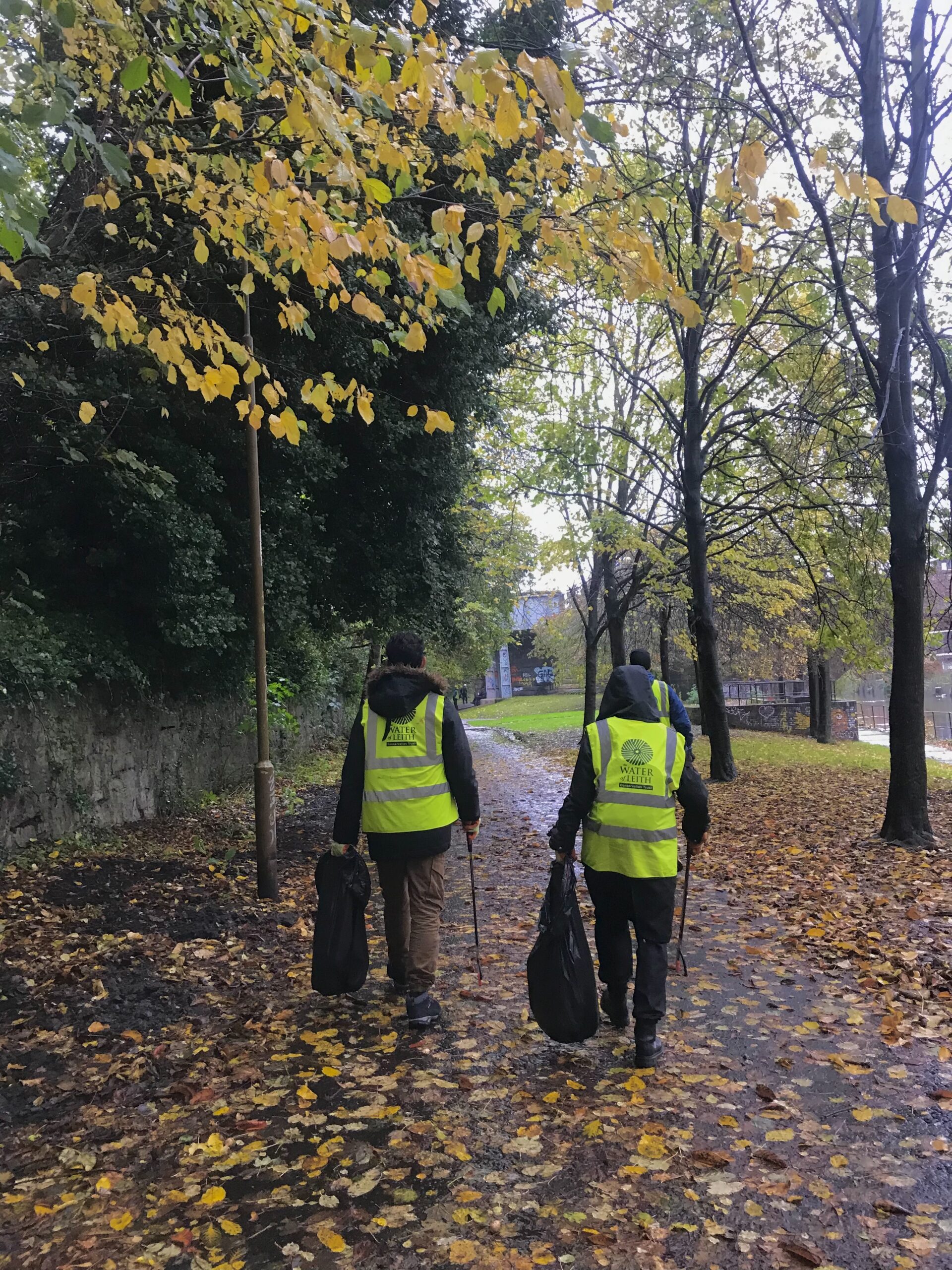 Volunteers helping The Water of Leith Conservation Trust on a litter pick.