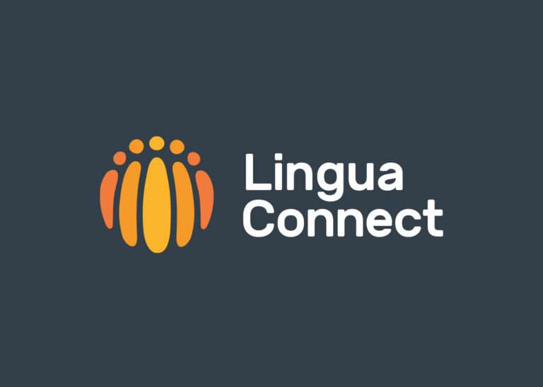 Lingua Connect logo in white, placed on dark grey background.