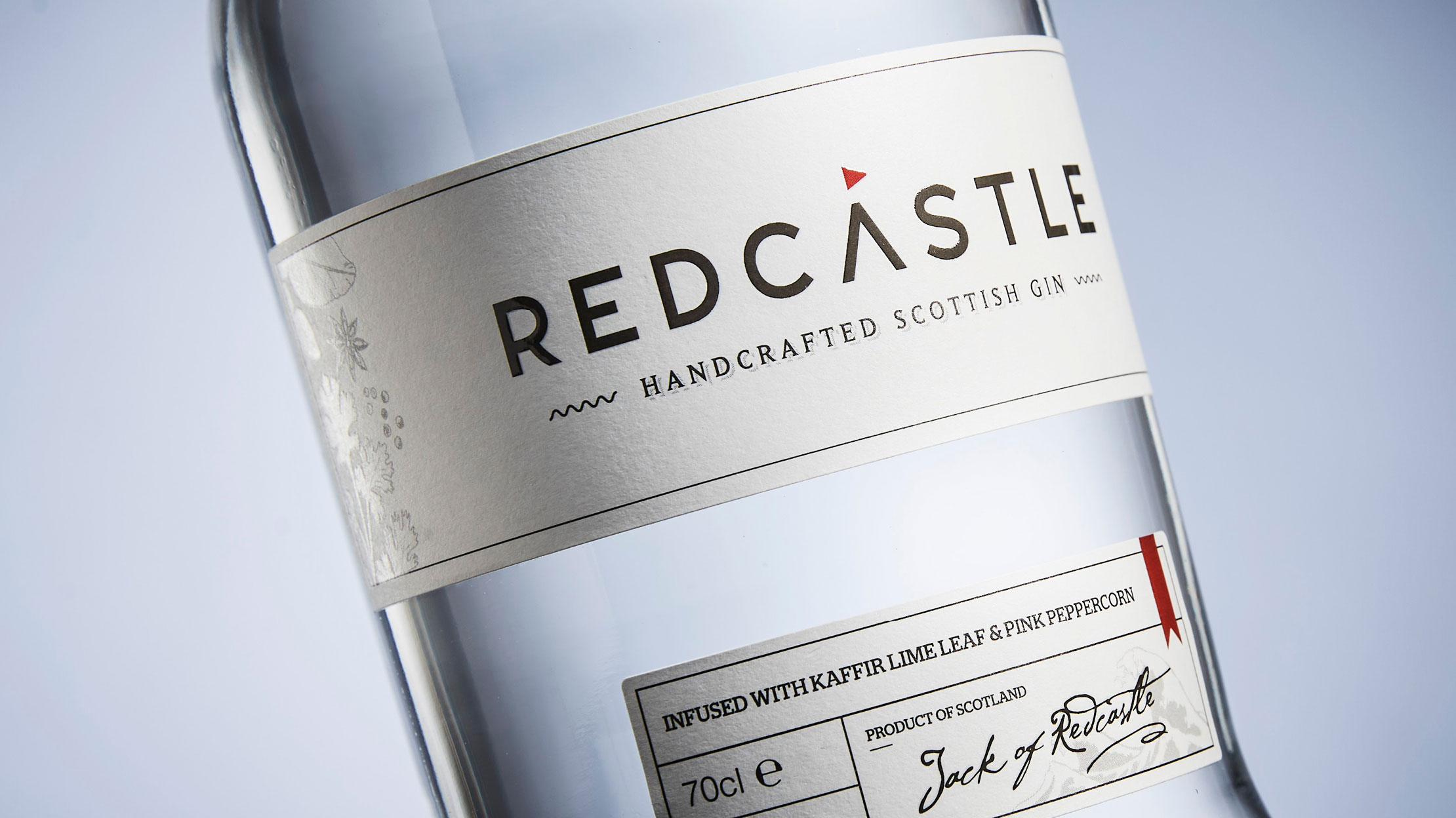 "Redcastle" gin packaging design.