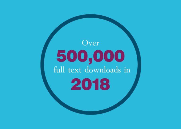 text graphic caption "Over 500,000 full text downloads in 2018".