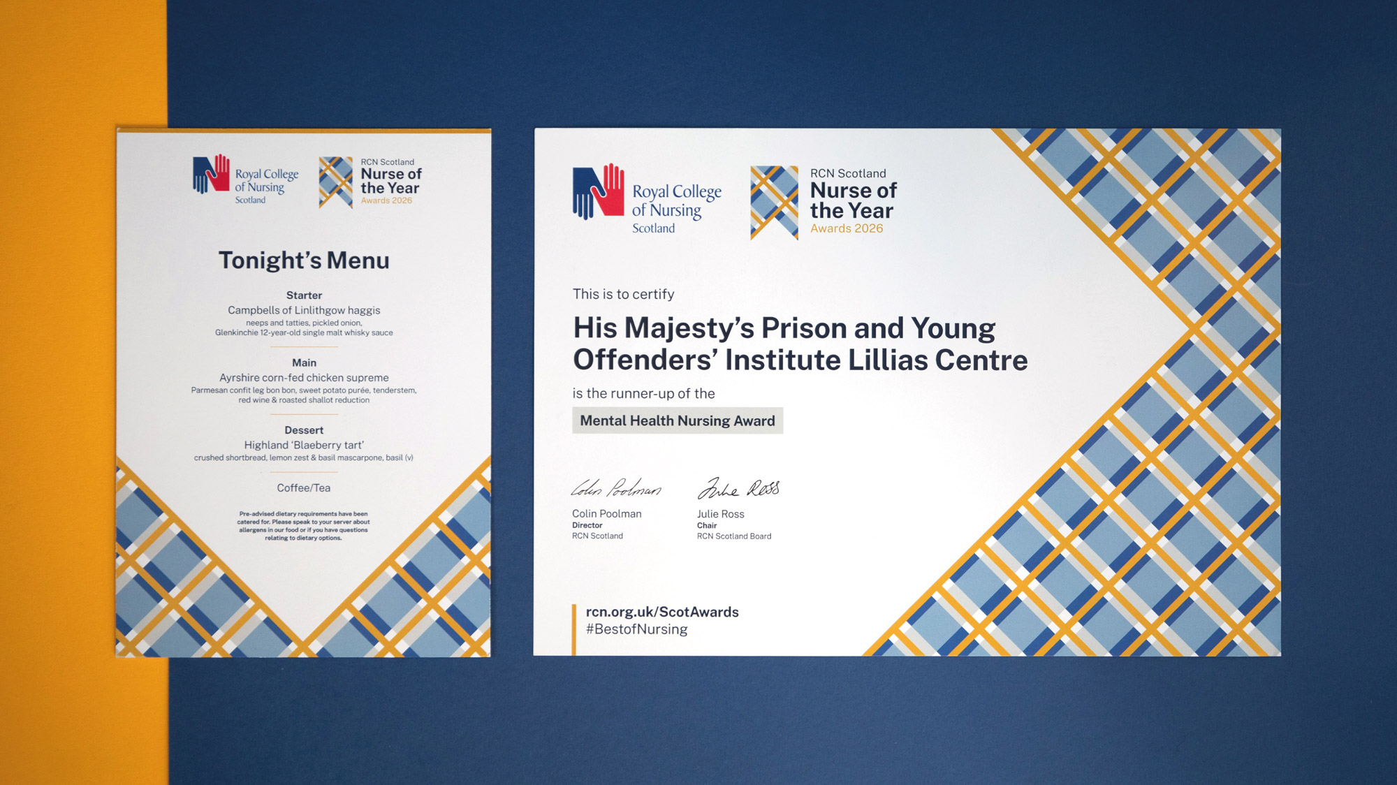 Menu and certificate design