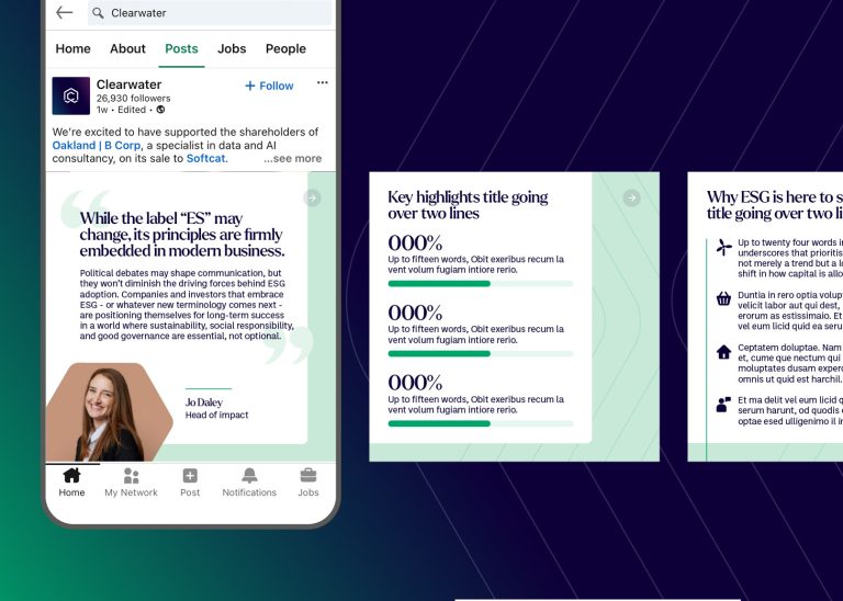 A mobile mockup showing Clearwater's social media template.