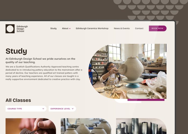 A desktop mockup of Edinburgh Design School's website.