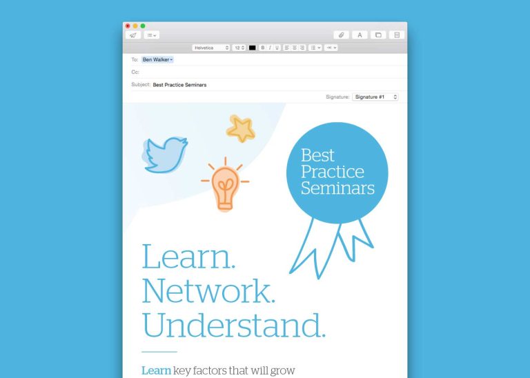 A desktop mockup showing VetSolutions email campaign.