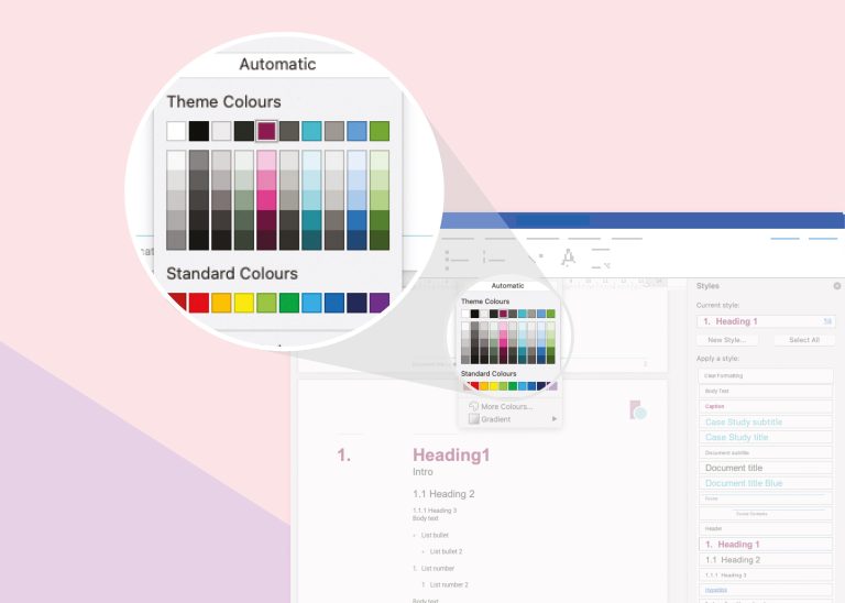 Colour palette and type style